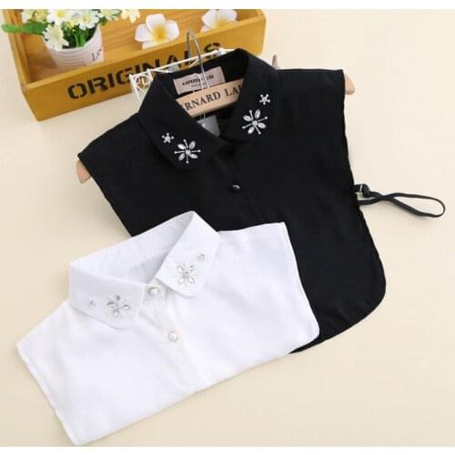 Women Shirt Detachable Collar Ladies Lapel Shirt Fake Collar Shinny White False Collars Blouse Tops Vest Female Faux Col