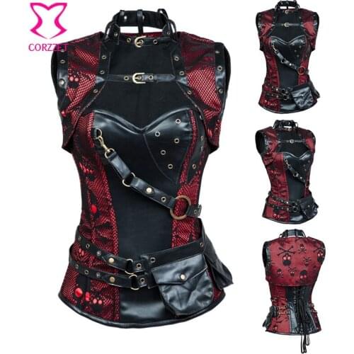 Vintage Purple Brocade Overbust Corset Waist Trainer Steampunk Clothing Women Plus Size Corsets and Bustiers Burlesque Costumes