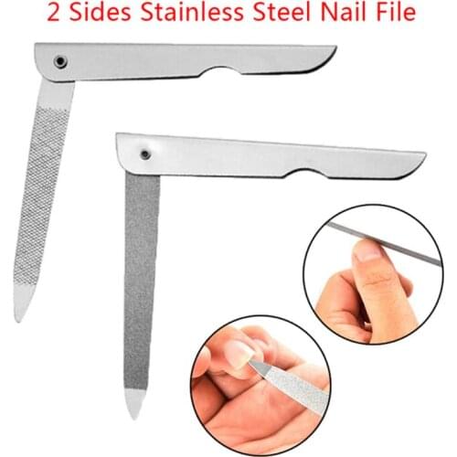 1 Pc Portable Nail File Metal Fold Grinding Stainless Steel Manicure Buffer Pedicure Nail Art Tools