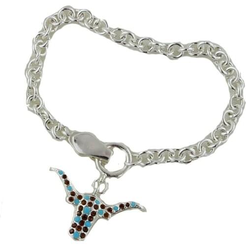 2021 Ins Western America OX Bull Head Longhorn Animal Cuff Magnet Blue Stones Bracelets Korean Fashion Chic Party Jewelry