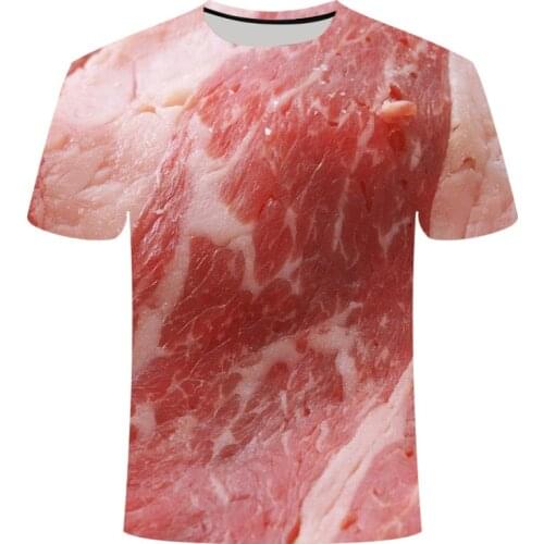 2021 Summer Mens and Womens T-shirts Pork Beef Steak Mens 3D Printed Shirt Hip Hop Quick Dry Casual Mens Top