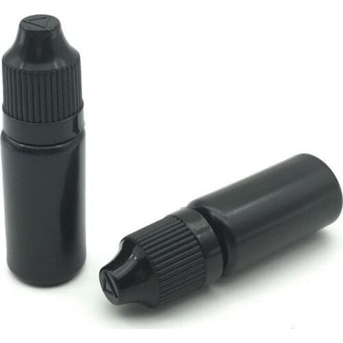 5pcs PE Black 10ml E Liquid Soft Plastic Dropper Bottles With Childproof Cap Needle Vial
