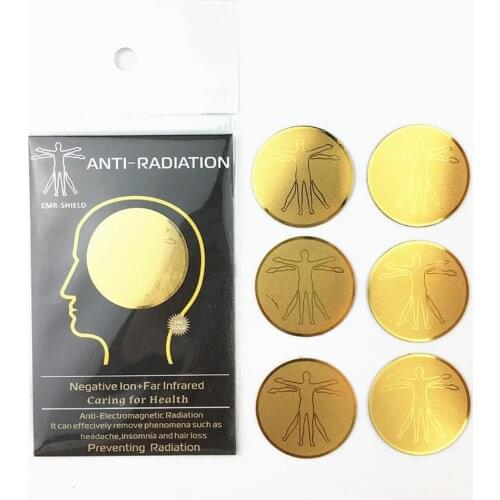 6pcs 24k Gold Plating Ultra Thin Protector Sticker Mobile Phone Anti Radiation Laptop Easy Apply EMF Blocker Negative Ions