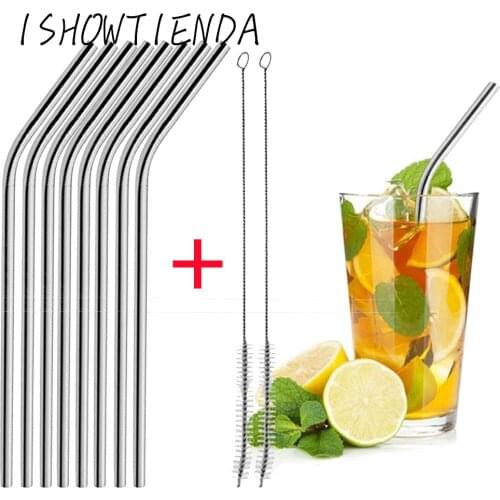 8 Long Stainless Steel Drinking Straws Reusable Long Drinking Straws with 2 Cleaning Brushfor Tumbler Rambler Cup