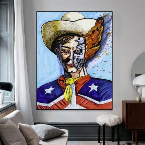 Retro Style Abstract Men Half Demon Face Canvas Painting Wall Art Nordic Posters and Prints Wall Pictures for Living Room Decor