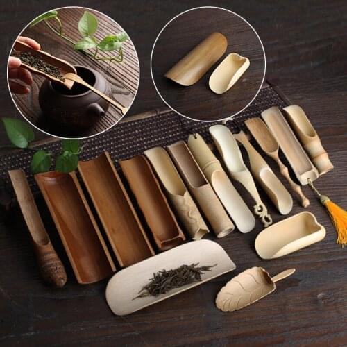 High Quality Tea Accessories Chinese Kongfu Wooden Bamboo Retro Style Natural Tea Scoop Delicate Spoon Portable Bamboo Teaspoon