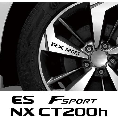 4PCS Car Wheel Stickers For Lexus RX 300 330 IS 250 300 GX 400 460 UX 200 NX LX LS GS ES SPORT CT200h Fsport Auto Accessories