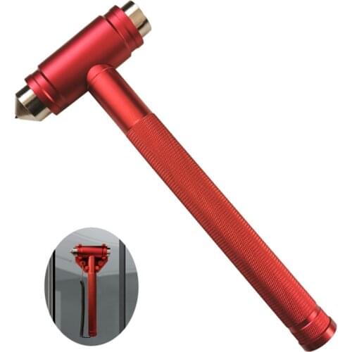 Car Safety Hammer with Spring Steel Rope, Aluminum Alloy Non-slip Handle, Escape Hammer Window Breaker Emergecy Car Escape Tool