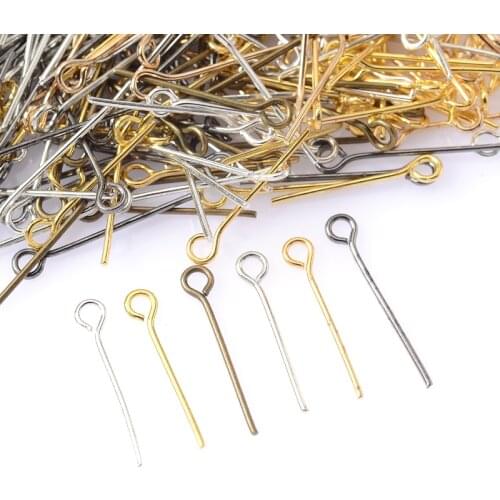 200Pcs/Lot 20mm Mixed Metal Color Eye Head Pin Needles Beads Supplies For DIY Jewelry Making Accessories Earring Findings