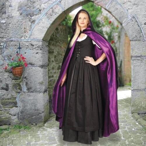Hooded Black Velvet Cloak with Lining Coat Capes Wicca Robe Jackets Christmas Hallowmas Accessories Bolero