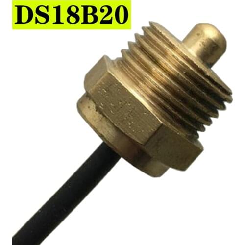 DS18B20 Temperature Sensor Waterproof Water Temperature Probe 4 Points Copper Thread Installation Fixed Type