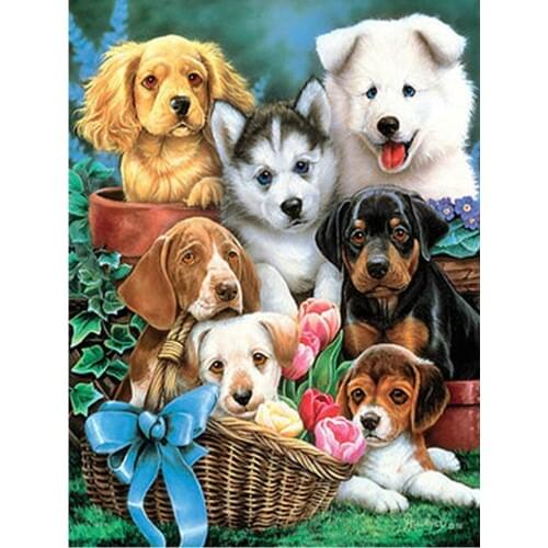 DIY diamond painting animal dogs group full dimaond embroidery animal group dogs diamond mosaic animal family dogs wall decor