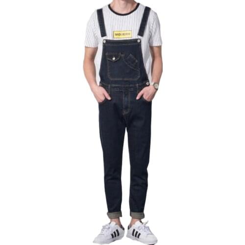 Jean men 2020 Retro Design Pocket jeans Denim Overalls Mens Casual Wash Slim Bib Overalls jeans Men Blue Jumpsuit jeans