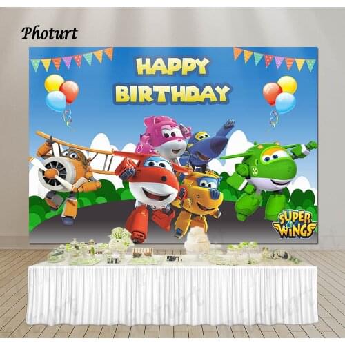 PHOTURT Super Wings Backdrop Kids Birthday Party Decoration Background Custom 7X5 FT Vinyl Photography Studios Props