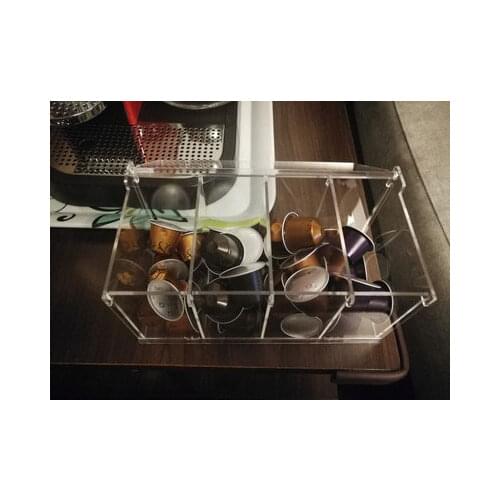22*10cm Transparent Cube Practical Coffee Capsules Nespresso Classification Compartment DIY Storage Box Coffee Resin Holder
