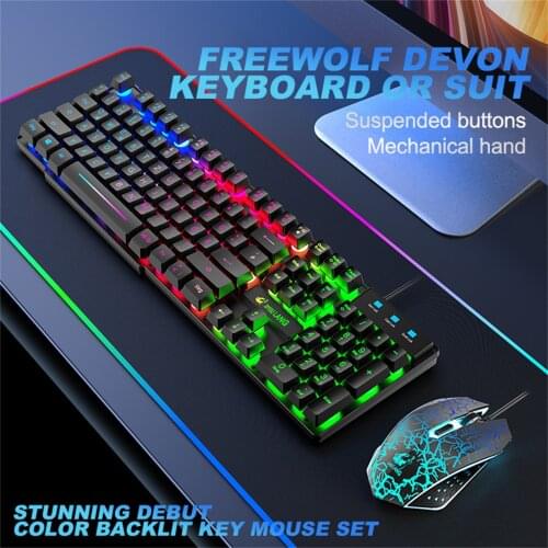 Mechanical Keyboard T13 Rainbow Backlight Usb Ergonomic Gaming Keyboard and Mouse Set for PC Laptop механическая клавиатура#g3