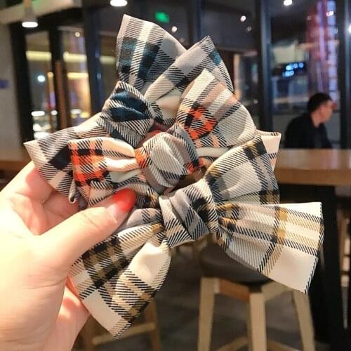 Sweet plaid butterfly clips kids designer headband bow clip hair accessories bandeau accesorios girls pince cheveux tiara