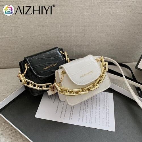 Fashion Women PU Leather Alligator Pattern Printing Small Shoulder Crossbody Bag Ladies Vintage Chain Flap Mini Purse Handbag