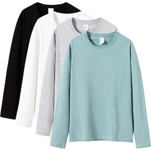 2021 Men Long Sleeve T-shirts Autumn Spring Simple Design Solid Basic Tees Casual O Neck Cozy T-Shirt Cotton Tops men clothing