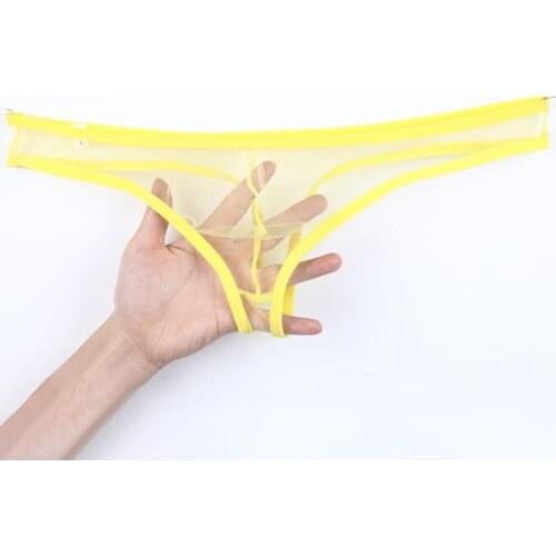 Men Sexy Transparent Thong Man Erotic G-string Sheer Mesh Brief Man Gay See Through Underwear Man Thin Yarn Breathable Underwear