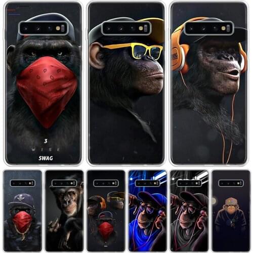 Funny Thinking Monkey With Headphone Phone Case for Samsung Galaxy A51 A71 A50 A70 A40 A30 A20E A10 A01 A21 A41 M30S A6 A7 A8 A9