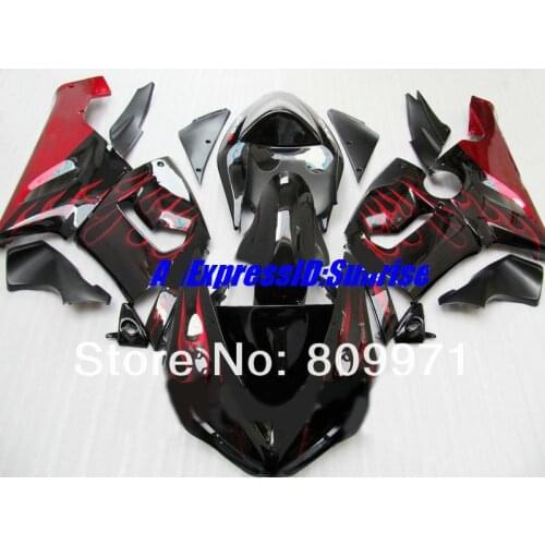 Red flames black Fairing kit for KAWASAKI Ninja ZX6R 636 2005 2006 ZX 6R 05 06 ZX-6R 05 06 Motorcycle Fairings set+gifts