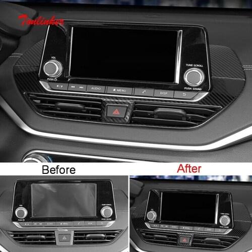 Tonlinker Interior Center Control Outlet Cover sticker for Nissan ALTIMA 2019 Car Styling 1/3 PCS Stainless steel Cover sticker