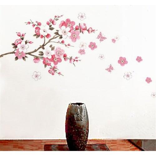 Wall Sticker DIY Mural Decal Sticker Plum Cherry Blossom Chinese Painting Removable Wall Art Wallpaper Stickers Home Decoration