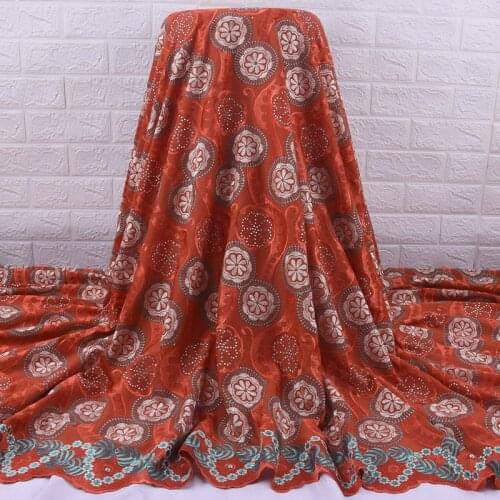 Zhenguiru New 100% Cotton African Lace Fabric Embroidery Swiss Voile Fabric Bright Diamond Nigerian Fabric For Women Party A2052