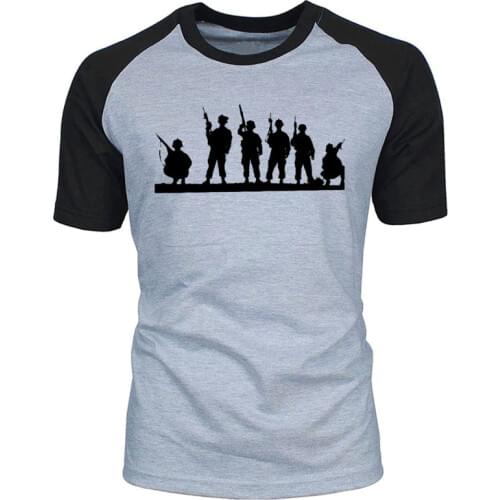 2020 New Mens T Shirt Funny Styling Army prints Casual Loose Handsome raglan Short Sleeve O Neck Cotton Men Shirts Tee Tops