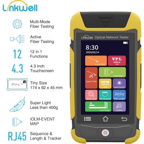 SM MM OTDR 850/1300nm 1625nm Active Fiber Optic Reflectometer Touch Screen VFL OLS OPM Event Map Ethernet Cable Tester In-Line