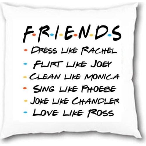 Friends TV Show Cushion Cover Quotes Birthday Gift Present House 18 x 18 Inches