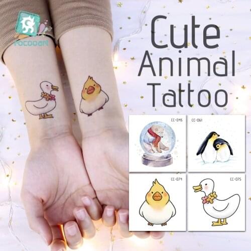 Rocooart 6x6cm small Animal Water Transfer Tattoo Sticker Cute Fox Deer Temporary Tattoo For Kid Women Men Body Art Tatouage