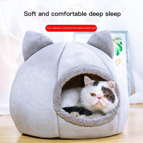 Foldable Pet Dog Cat Tent House Kennel Winter Warm Nest Soft Sleeping Pad Animal Puppy Cave Sleeping Mat Nest Kennel Pet Supply