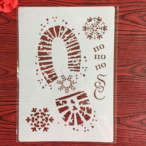 A4 29 *21cm Santa Shoe Print DIY Stencils Wall Painting Scrapbook Coloring Embossing Album Decorative Paper Card Template,wall