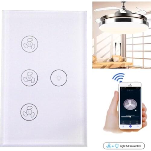 US Smart Light Switch WiFi Ceiling Fan Switch Wall Touch Control WiFi Switch Compatible With Alexa Google Assistant IFTTT