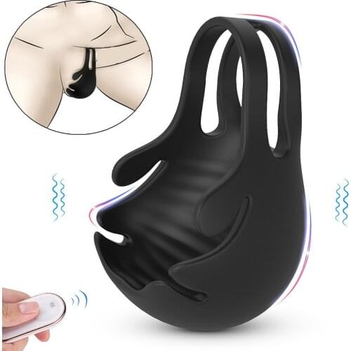 Testicle Vibrator for Men Penis Massager Ring Dildo Sex Toys for Men Chastity Belt Wireless Remote Control Male Prostate Massage