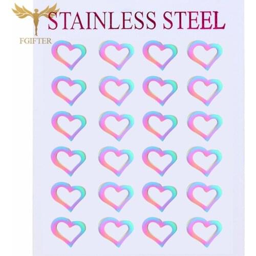Stainless Steel Rainbow Color Heart-shaped Stud Earrings for Woman Designer Jewelry Irregular Hollow Love Sweet Girl Gift