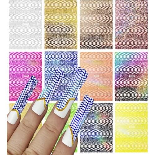 12 packs neon crocodile print nail stickers Nail Decal Sticker Brand Logo self-adhesive Lace pattern Nail Art Stickers ,(12))