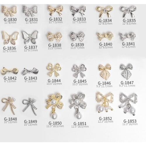 2Pcs Luxury Zircon Nail Art Pendant Jewelry Bow Nail Art Design 3D Charms Manicure Polish Decals For Nail Art Decoration Charms
