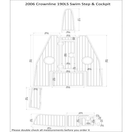 2006 Crownline 190LS Swim Step & Cockpit Pad Boat EVA Teak Decking 1/4" 6mm