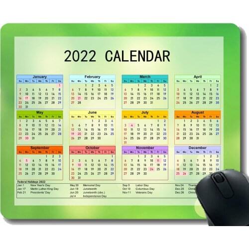 2022 Calendar Mouse Pad,Light Flower Tendrils Form Gaming Mouse Pad