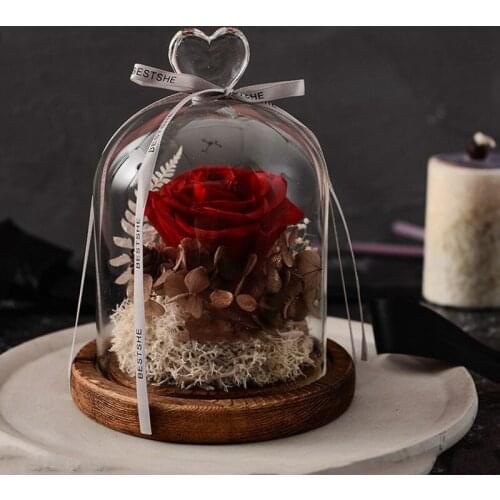 4sets/pack 10*18cm Middle Size Heart Top Glass Dome Vase Home Decoration Antique Base Cover Wedding Friend Favor Gift