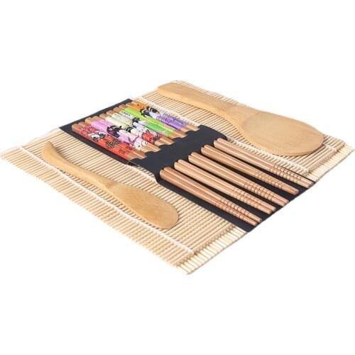 4PCS Sushi Maker Set Bamboo Rolling DIY Tools Ladle Wooden Shovel Bamboo Chopsticks Bamboo Curtain Kitchen Accessories