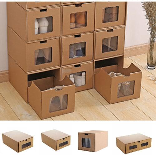 4-Type Storage Box Shoe Box Drawer Paper Shoes Organizer Japan Style Combination Shoe Cabinet for Men and Women