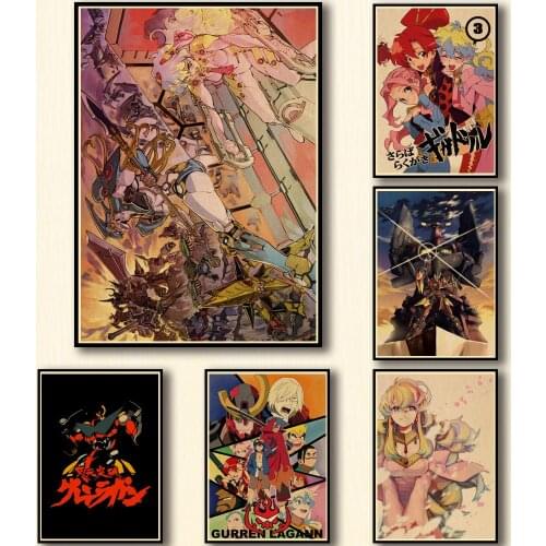 42 Designs Anime Tengen Toppa Gurren-Lagann Kraftpaper Poster Artwork Fancy Wall Sticker for Coffee House Bar