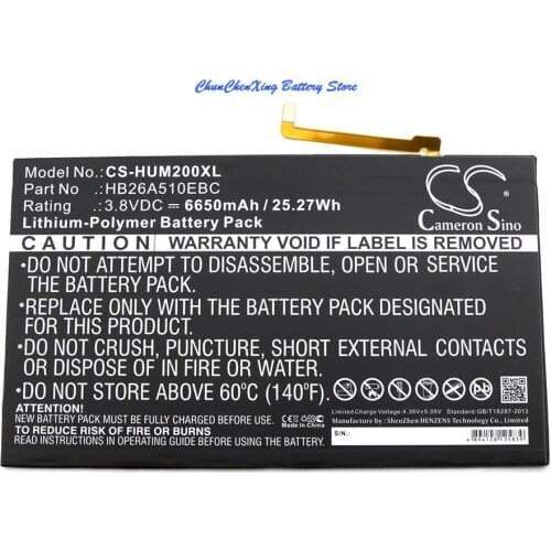 Cameron Sino 6650mAh Battery HB26A510EBC for Huawei FDR-A01w, FDR-A03L, M2-A01L, M2-A01W, M2 10.0, T2 10.0 Pro Premium