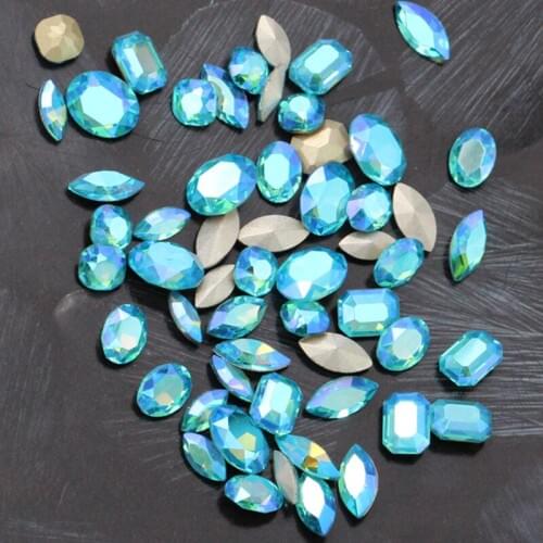 Aquamarine AB swa elements Glitter Crystals 6mm 8mm round Glass Rhinestones pointback Elements Design diy Nail art Clothing