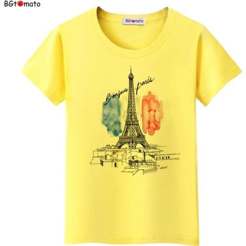 BGtomato Creative design La Tour Eiffel cool shirts Special supply short t shirts Original brand good quality soft top tees