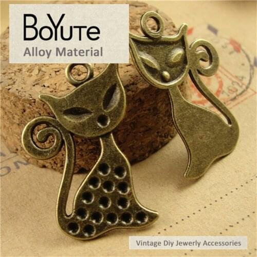 BoYuTe (50 Pieces/Lot) 20*31MM Antique Bronze Plated Vintage Charms Diy Metal Fox Animal Pendant Charms for Jewelry Making